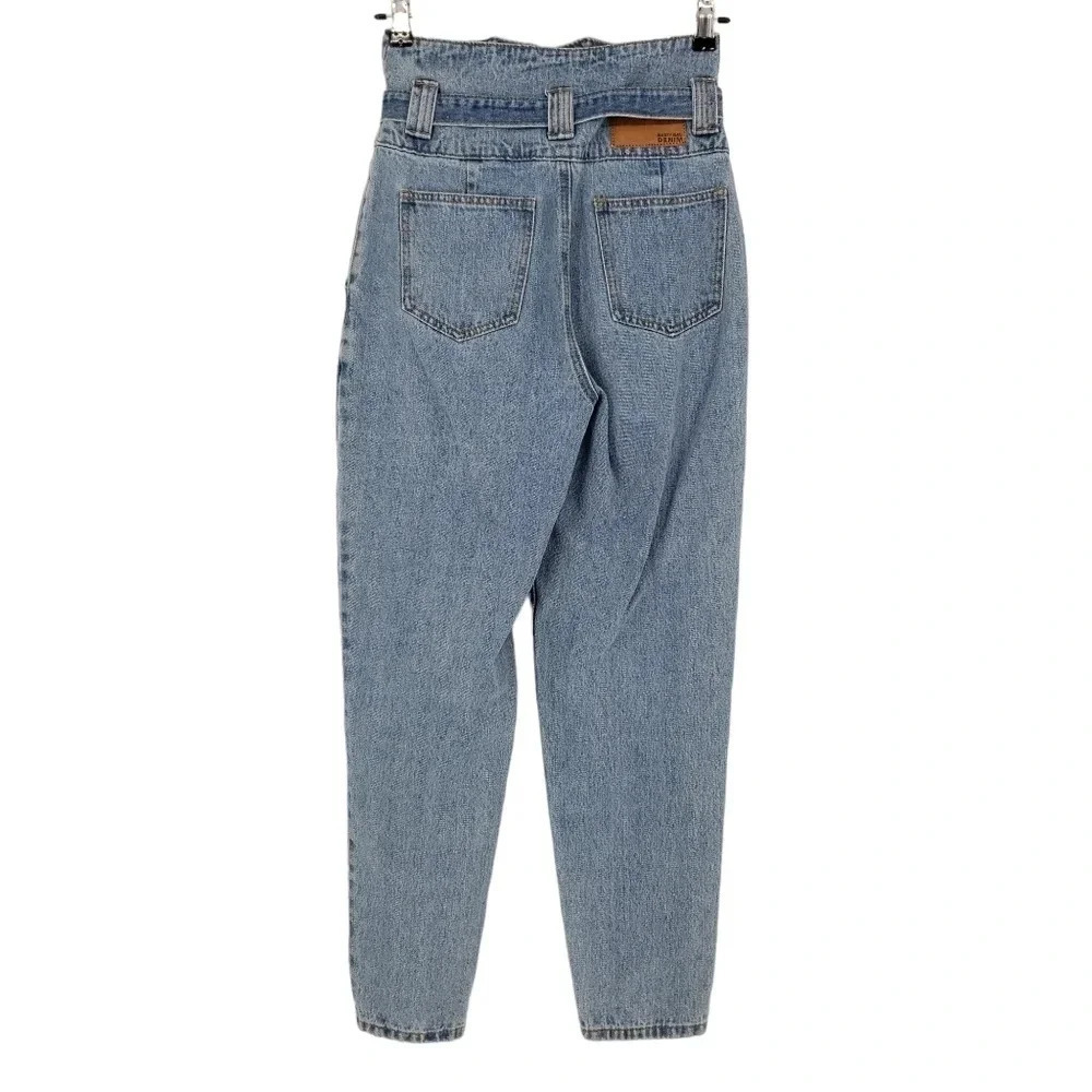 Nasty Gal Mom Skinny Ankle Jeans High Rise Medium Wash Denim Tie Belt - Picture 4 of 8